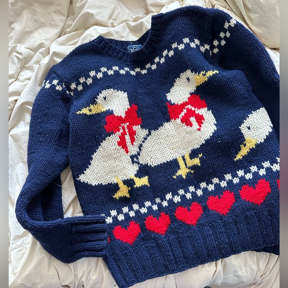 Vintage 100% Wool Goose Ribbon Sweater Size Large